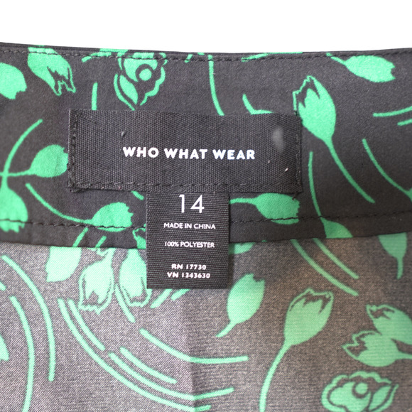 Who What Wear High-Low Skirt Sz 14 Black Green Floral Cottagecore Dark Academia - Picture 3 of 9